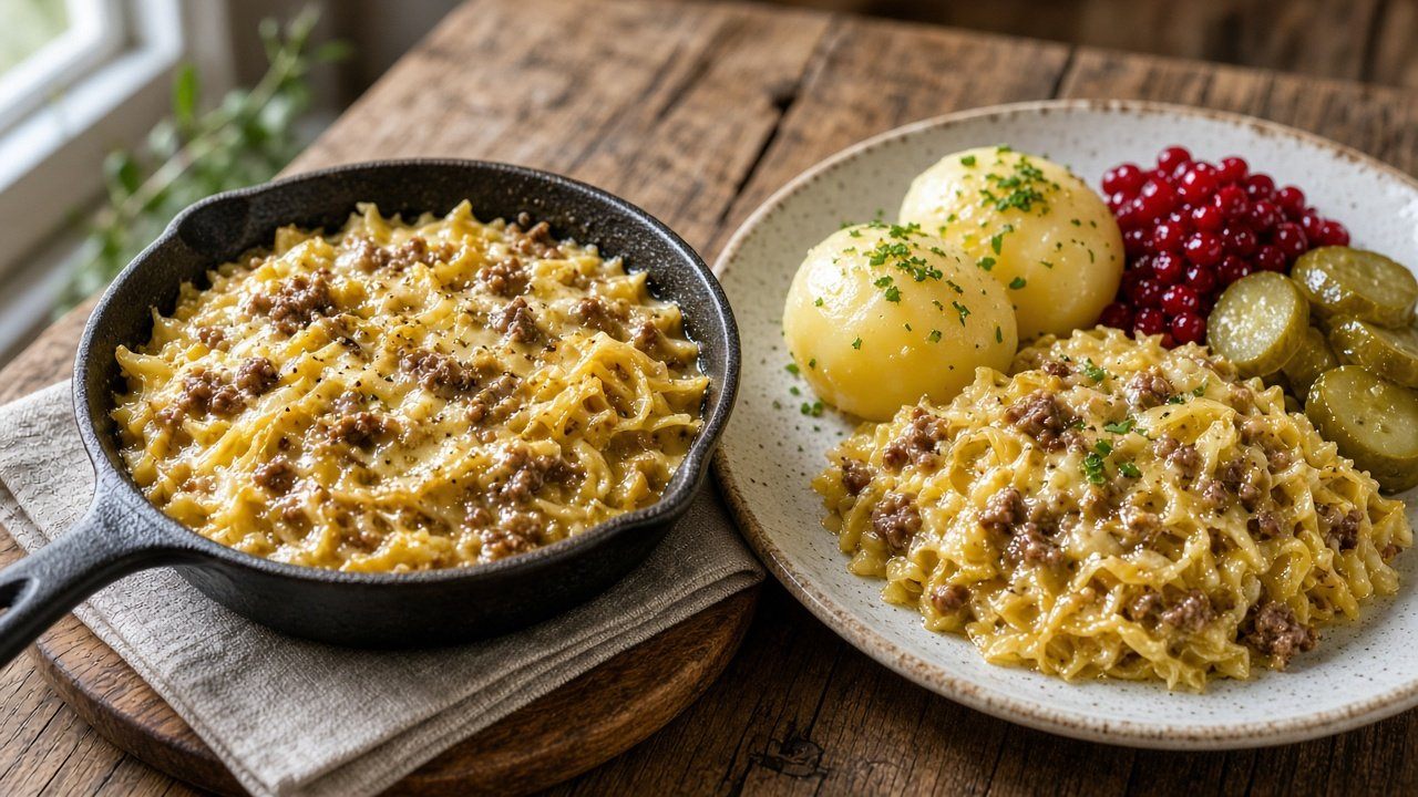 Krämig kålmaja med västerbottenost och lingon