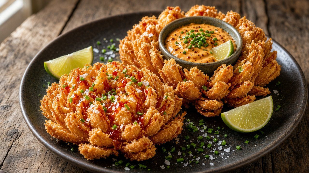 Blooming onion med hot honey och chipotledipp