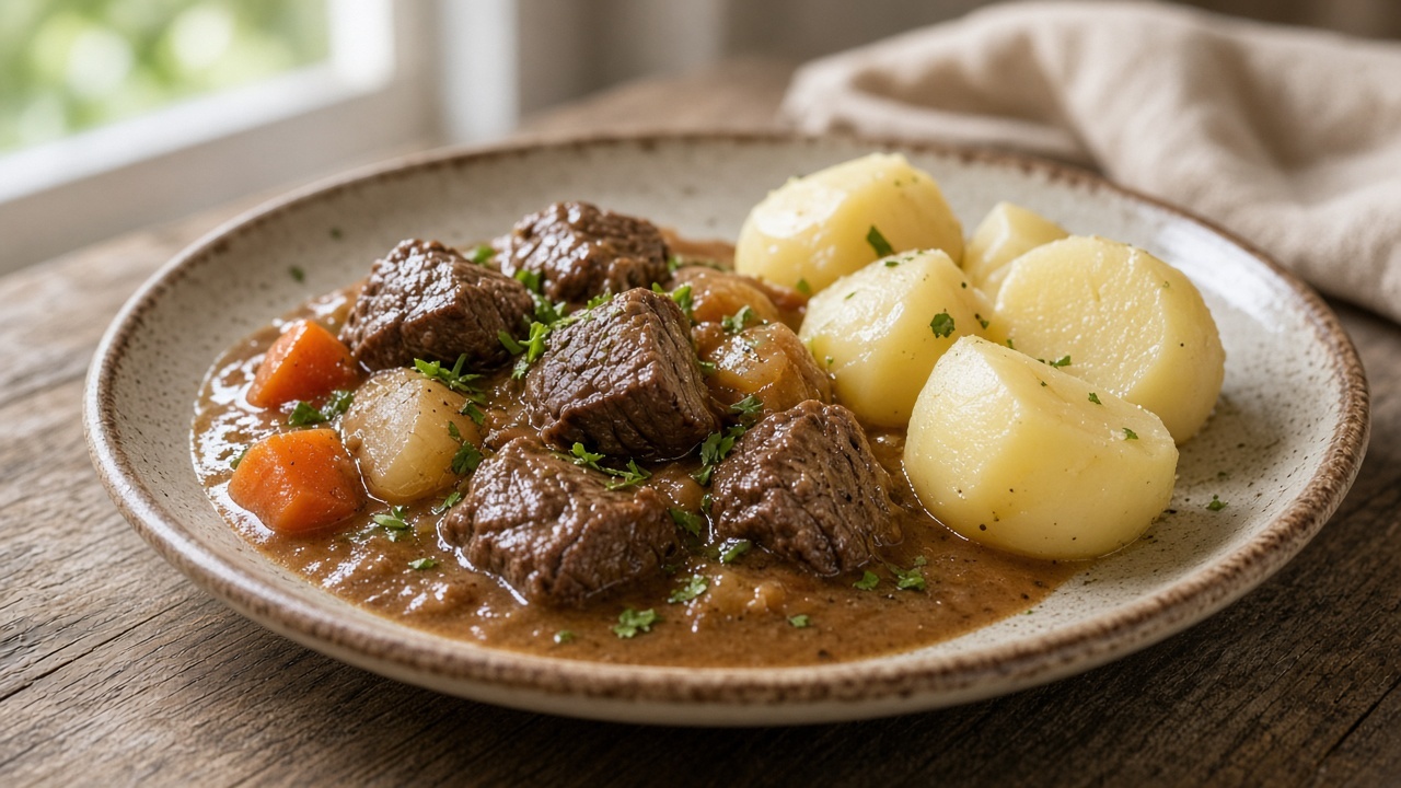 Kalops med rotfrukter och potatis