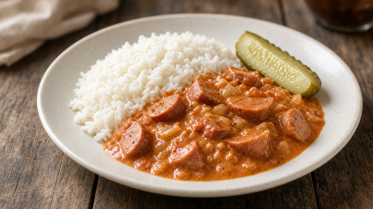 Korv stroganoff med ris